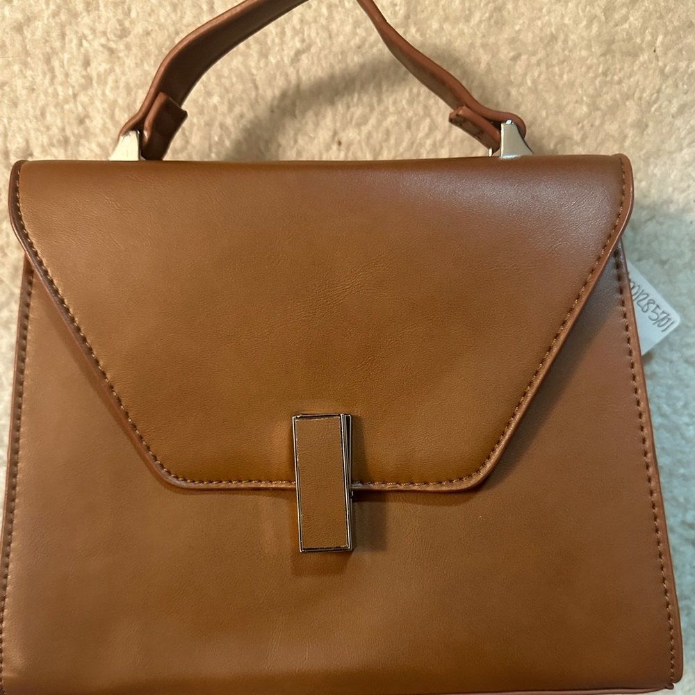 Faux brown leather cross body bag